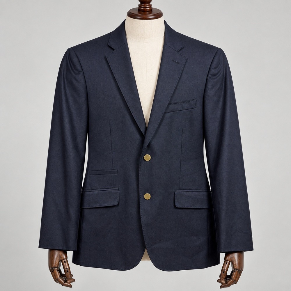 Savile Row Co London Rivington Navy Blue Blazer Gold Buttons Sport Coat 38S